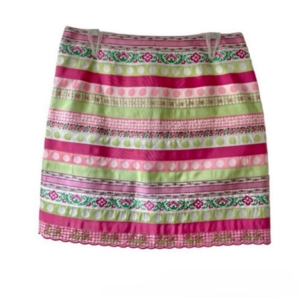 Lilly Pulitzer Pink and Green Striped Mini Skirt